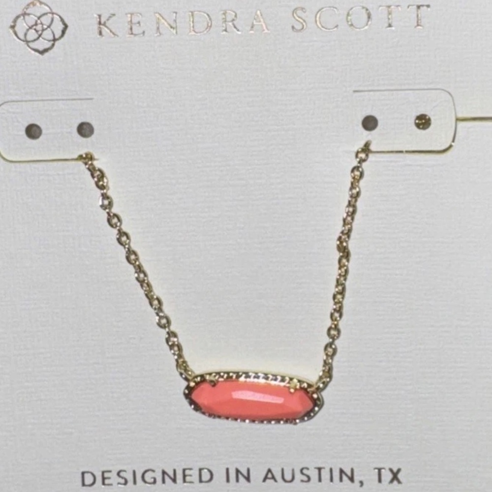 Kendra Scott Gold Chain Necklace with Coral Pink Stone - Picture 2 of 6